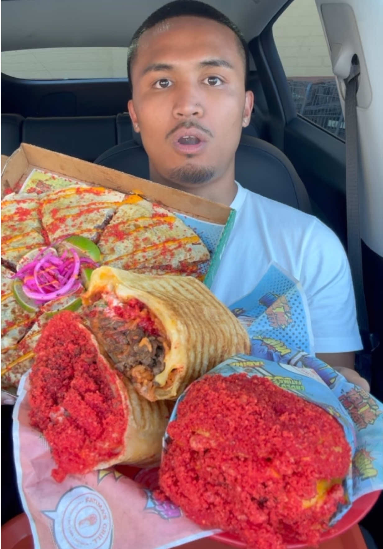 red 40 of doom😂 @Fatima’s Grill #fyp #foodasmr #Foodie #fypシ #foodtiktok #mukbang #burger #tastetest #losangeles #burrito 