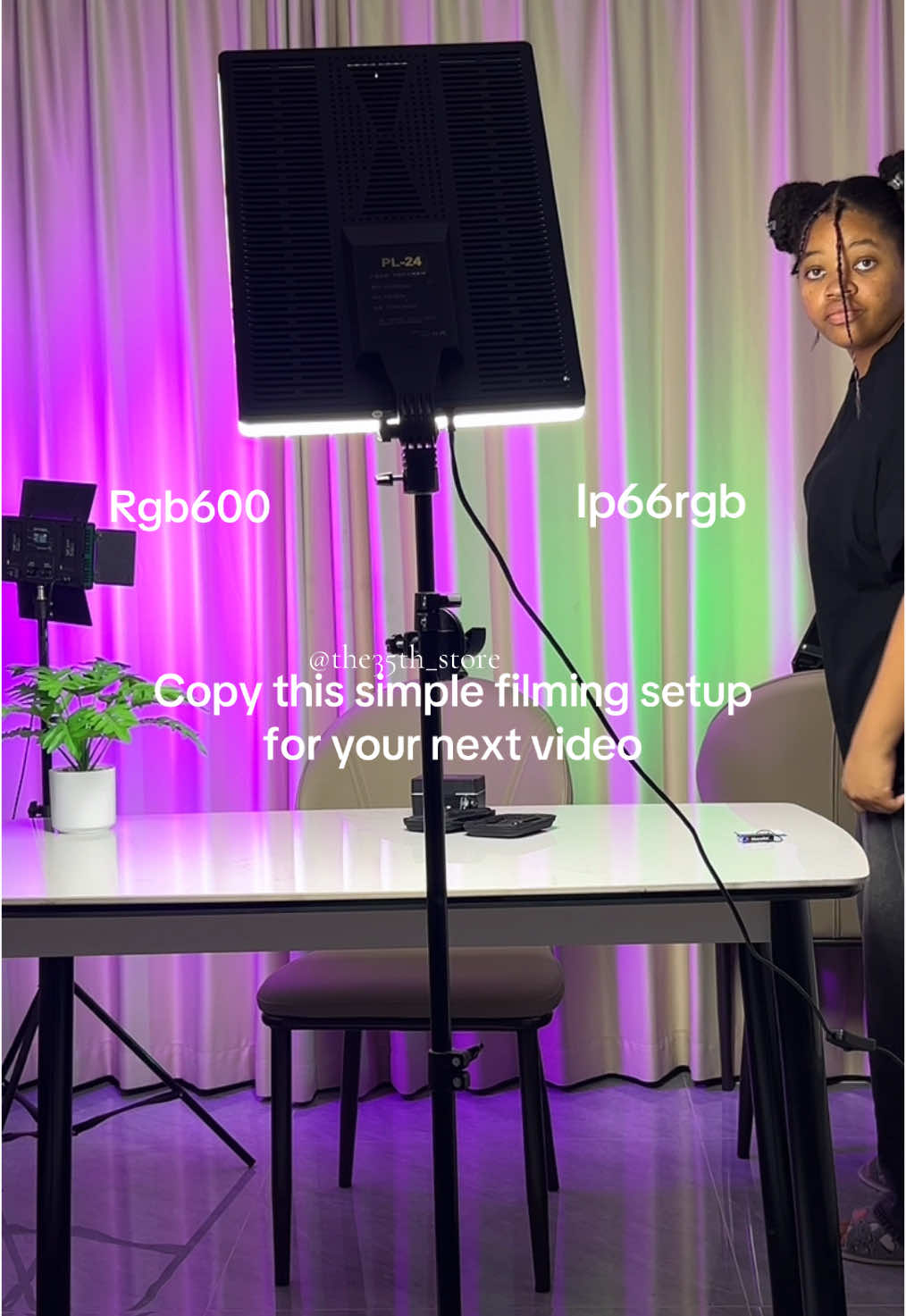 Easy and budget friendly filming setup 🥰🥰  If your videos still look like that one tv station in Nigeria 🌝(we won’t call names) it’s time for an upgrade 🧎🏻‍♀️🤲🏼 Light details:  24” keylight panel N79,500 Ip66 rgb N50,000 Rgb600 N58,000 All gotten from @the35th_store  #contentcreationtools #lightingsetup #videocreators #mobilevideography #contentcreators #glassskin #filmingsetup #ugccreator #camerasettings 