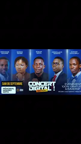 Tu es jeune ? Tu veux apprendre comment tirer le meilleur du digital ? Rendez-vous le 06 Septembre au mémorial Modibo Keïta. #Digitaladdict #belledigitalconcert 