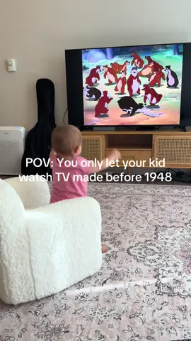 jk she’ll see an occasional show from this century too 😅 #funandfancyfree #toddlermom #screentime 