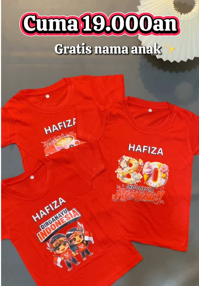 Kaos kemerdekaan anak gratis nama #promoguncang88  #bajuanak17agustus 