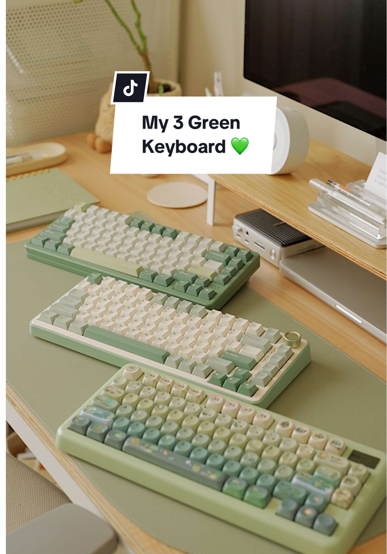 I’ve collected a few green keyboards since changing my desk setup to matcha green the past month! For those looking for a green keyboard, you need to check these ones out! 🫣 @KiiBOOM @YUNZII KEYBOARD @womierofficial  #greenkeyboard #mechanicalkeyboard #keyboardasmr #kiiboomphantom81lite #yunziib75pro #womiersk75