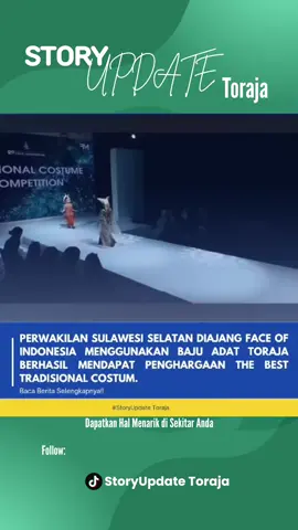 Sebuah Ajang The Face Of Indonesia sukses digelar Minggu, 3 Agustus 2025, bertempat di Ballroom Kebayoran Park Hotel, Jakarta Selatan. Finalis Terpilih Ajang Face of Indonesia 2025 Menuju Asia Model Festival di Korea, Ini Hasil Voting Via Kreen Ajang Face of Indonesia 2025 sukses digelar pada Minggu, 3 Agustus 2025, bertempat di Ballroom Kebayoran Park Hotel, Jakarta Selatan. Acara tersebut diselenggarakan oleh Bhusana Model Indonesia, didukung oleh Indonesia Model Community, dan diprakarsai oleh Hidayatul Mu’arifin. Face of Indonesia dirancang sebagai batu loncatan bagi talenta muda Tanah Air untuk berkembang dan berprestasi di level global. Face of Indonesia bertujuan untuk menemukan dan mengembangkan talenta baru dalam industri modeling Indonesia, meningkatkan daya saing model Indonesia di kancah internasional, menjadikan modeling sebagai media pertukaran budaya antara Indonesia dan dunia. Kemudian, terdapat lima kategori kompetisi pada ajang Face of Indonesia, yakni Kids, Preteen, Teen, Adult, dan Senior. Para pemenang dari masing-masing kategori akan mendapatkan penghargaan eksklusif dan berhak mewakili Indonesia dalam ajang model internasional di Korea pada Oktober 2025, bersama dengan perwakilan dari 27 negara lainnya. Dalam Ajang Ini perwakilan dari Provinsi Sulawesi Selatan atas nama Abidah menggunakan pakaian adat Toraja dalam kegiatan ini. Dan Abidah berhasil mendapat penghargaan The Best Tradisional Costume & The Best Evening Dress. dan bukan hanya Itu Abidah pun dinobatkan sebagai juara 1st winner dan juga akan mewakili Indonesia di kancah Internasional di Korea. Sumber Video: Tiktok by abidah.ardelia.aztin #torajasulawesiselatan #wisatatorajamaelo😍😍😍😍😍 #torajaviral🍃 #torajatraditionalcostum #faceofindonesia 