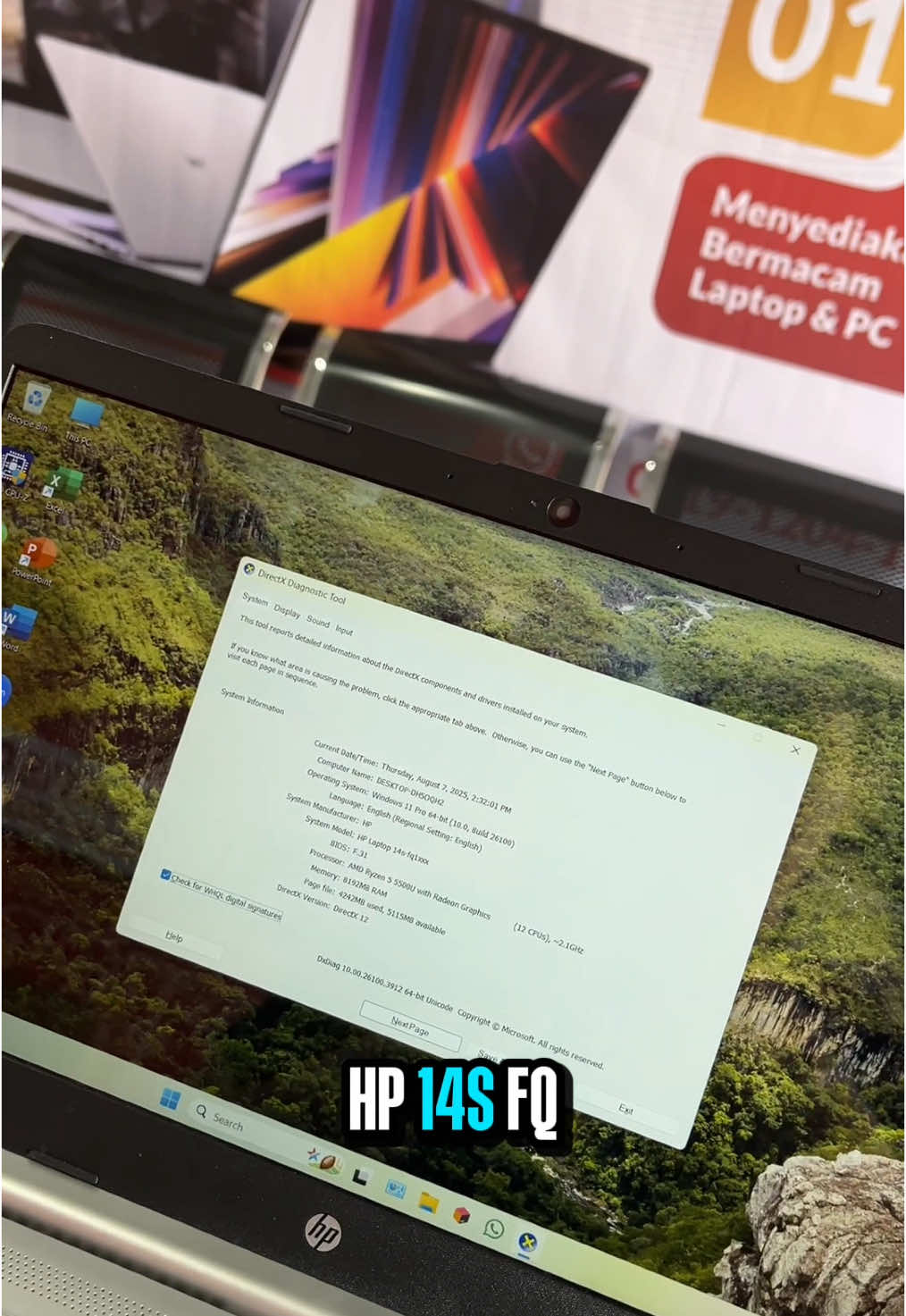 Belanja hemat cermat di boss laptop! Bisa hemat 2 juta an dari barunya🤩  Laptop spek terbaik di kelasnya, apalagi kalo bukan Hp 14S FQ1xxx Bergaransi 2 Bulan & Jasa Servis 1 Tahun Spesifikasi: • AMD Ryzen 5 5500U (12 cpu) • Ram 8 gb & SSD 512 gb • VGA AMD Radeon Graphics • Layar 14