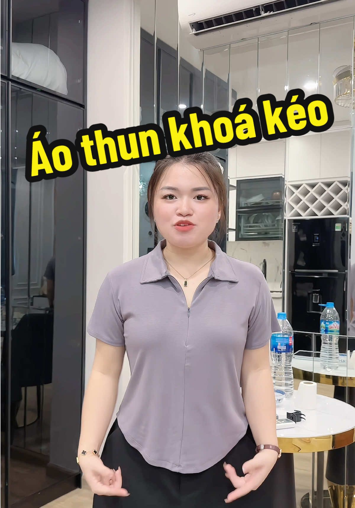Áo thun khoá kéo cổ polo #thaohuyenbigsize #thoitrangbigsize #bigsizenu #aopolo #aobigsize 