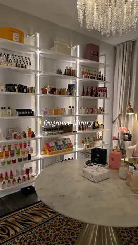 lights are up in the fragrance library 🥹 excuse my mess - I still have a ton of organizing to do. 🫶🫶 #fragranceroom #fragrancelibrary 