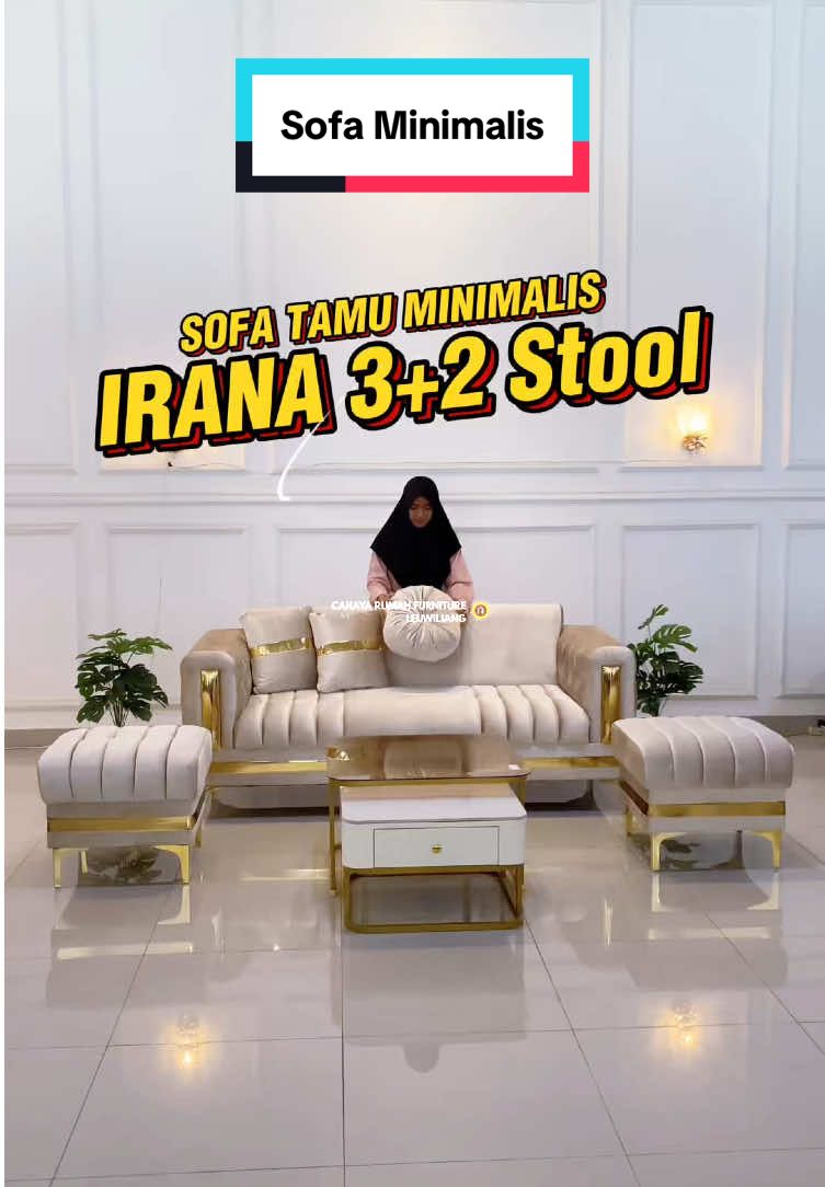 Siapapun yang melihat Sofa Irana ini pasti akan jatuh cinta😍😍 Sofa minimalis 3+2 stool yang manis dng warna cream-gold (kamu bisa custom warna ya😉) Promo: Gratis Ongkir JABODETABEK KOTA, diluar daerah tersebut mohon chat admin terlebih dahulu. Cahaya Rumah juga menjual lemari pakaian, sofabed, meja rias, bufet, dan meja makan. #fyp #furniturebogor #cahayarumahfurniture #custombarang #belifurnituredibogor #mebelbogor #perlengkapanrumah #buffet #sofamewah #jabodetabek #modern #aestheticfurniture 