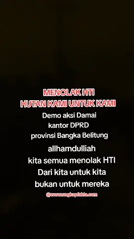 Tolak HTI bangka belitung khususnya bangka selatan desa bendengung dan desa sekitar menolak keras HTI. di mana tergabung juga desa desa yang ada di wilayah kec. payung. kec.pulau besar. kec. s.rimba. kec. air gegas ikut serta dalam penolakan HTI.  karena hal ini berdampak merugikan masyrakat yang bekerja di daratan baik itu bekebun.lada.karet dan sawit serta usaha lainnya  dalam hal ini masyarakat sepakat akan aksi damai . ke kantor DPRD provinsi kepulauan bangka belitung.  dan allhamdulillah pihak Wakil masyrakat selaku DPRD menyambut kedatangan masa dalam aksi damai. mereka semua sepakat dalam penolakan HTI untuk mencabut Izin HTI di Hutan rakyat di wilayah desa bedengung dan sekitarnya. aksi damai ini dalam bentuk penolakan HTI dengan menggunaan pakaian serba Hitam. seseuai dengan semangat masyrakat dalam penolakan HTI. Jumat 8 agustus 2025.  #aksi damai  @anakkucer  @Ungkap Fakta  @UNGKAP FAKTA  @ungkapfakta  @dprd.babel  @dprdbasel 