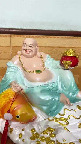 Tượng Phật di lặc cưỡi cá chép cao 34cm ngang 40cm #trangtriphongthuy #banthophat #banthothantai #phatphap #tuongdilac 