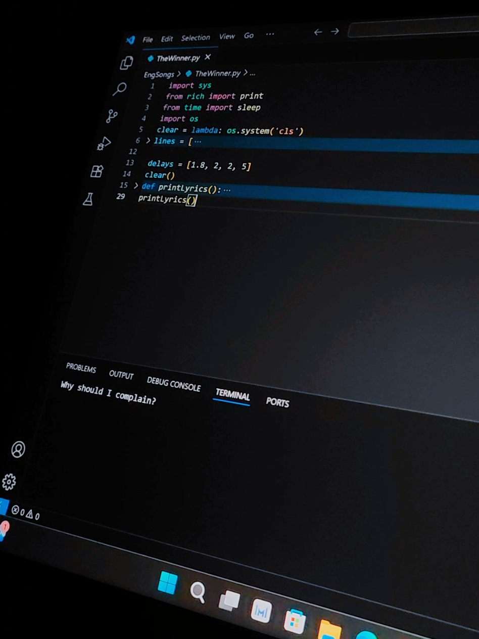 The Winner Takes It All - ABBA #vibecoding #edit #song #vibe #programming #python #visualstudiocode 