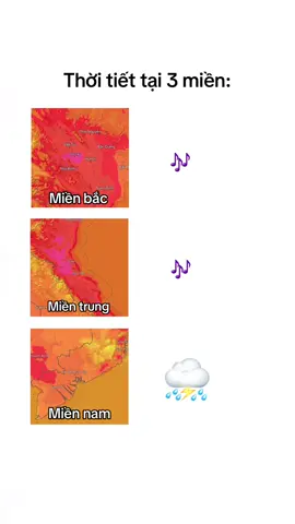 Thời tiết tại 3 miền: