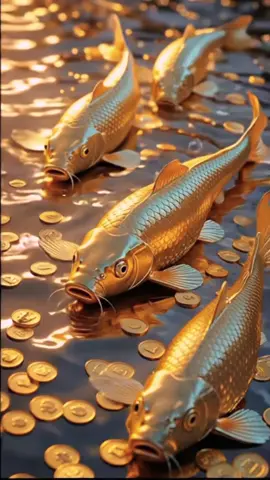 golden fish on the goldcoin lake #fish #gold #asmr #ai #golden #lake 