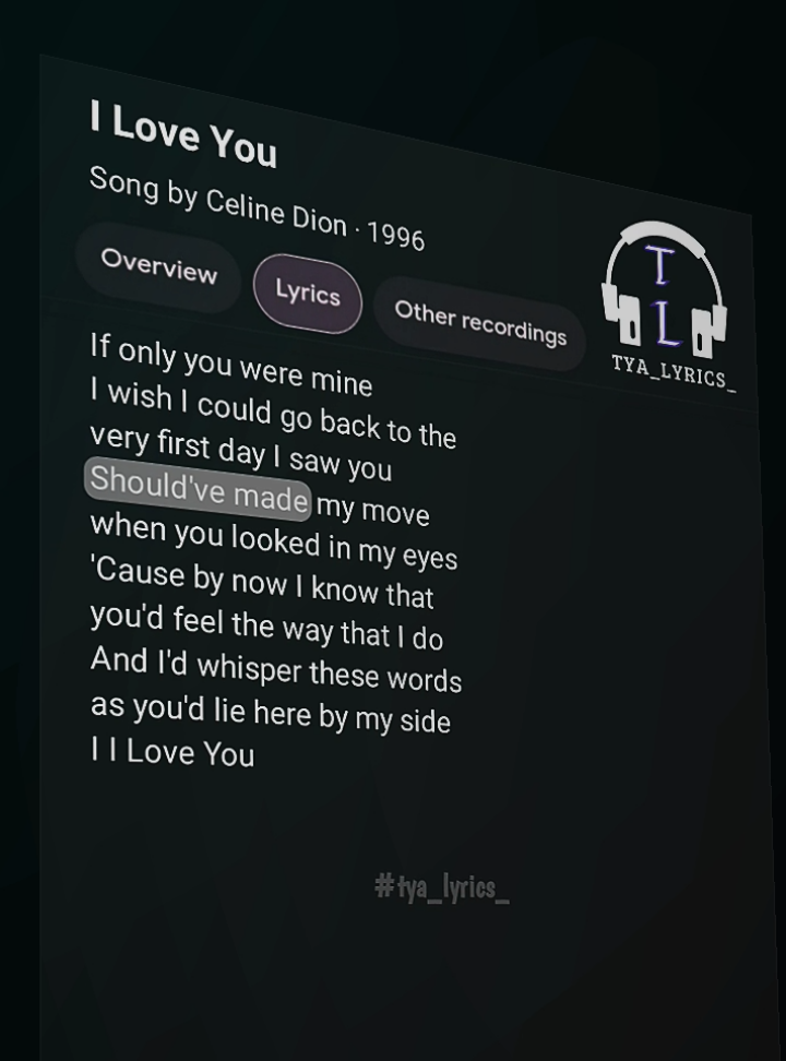 I Love You - Celine Dion || Lyrics 🎧🎶  . . . #iloveyou #celinedion #lyrics #song #lyrics_songs #lyricsvideo #nostalgia #music #viral #viralmusic #trending #foryou #foryoupage #fyp #tya_lyrics_ 