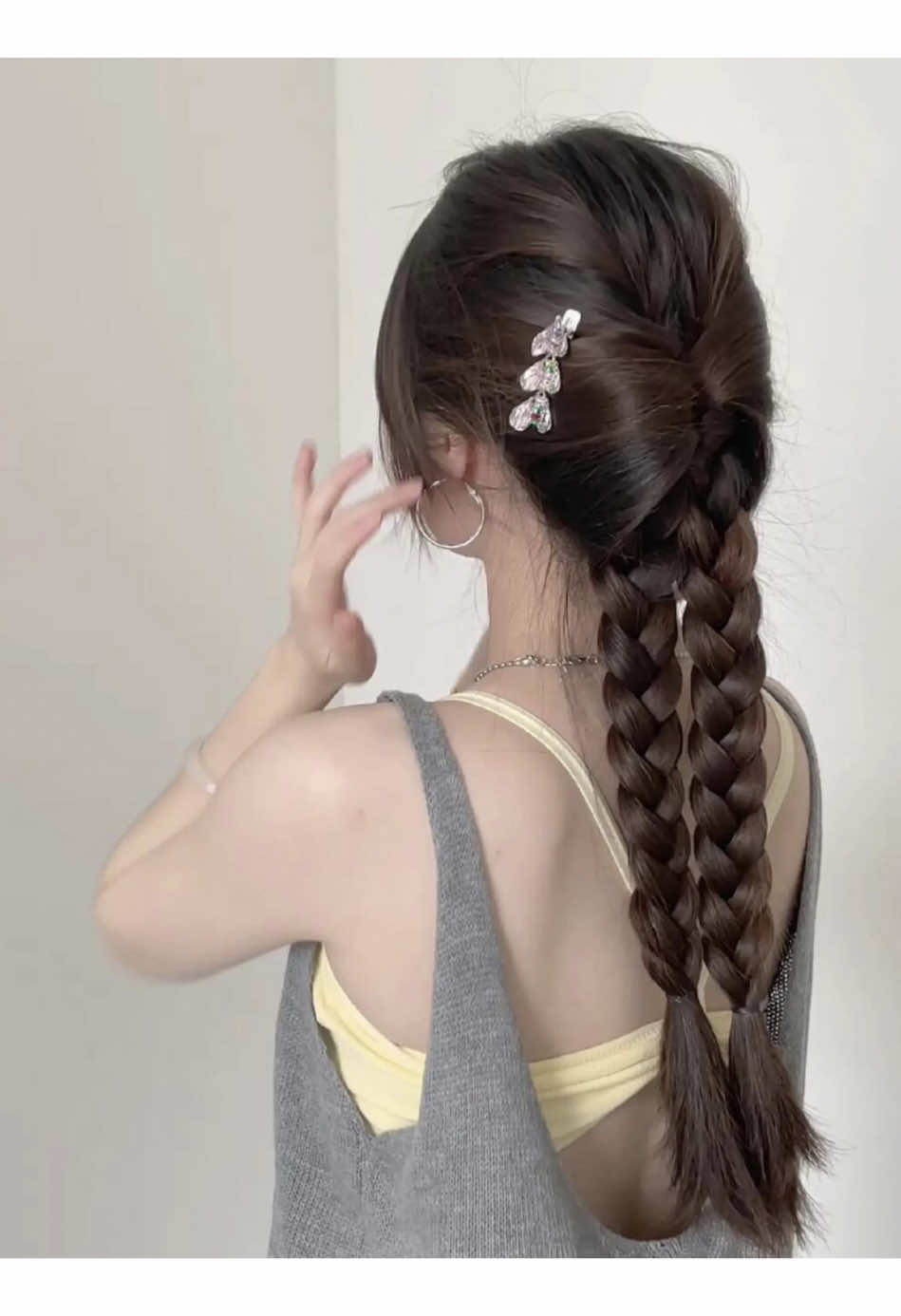 ✨ Double Dutch Braid with a Twist ✨ Learn how to recreate this elegant and eye-catching braided hairstyle — complete with a touch of glam from a sparkly clip!  #hairstyletutorial #hairtok  #hairtutorial #foryou #fyp 