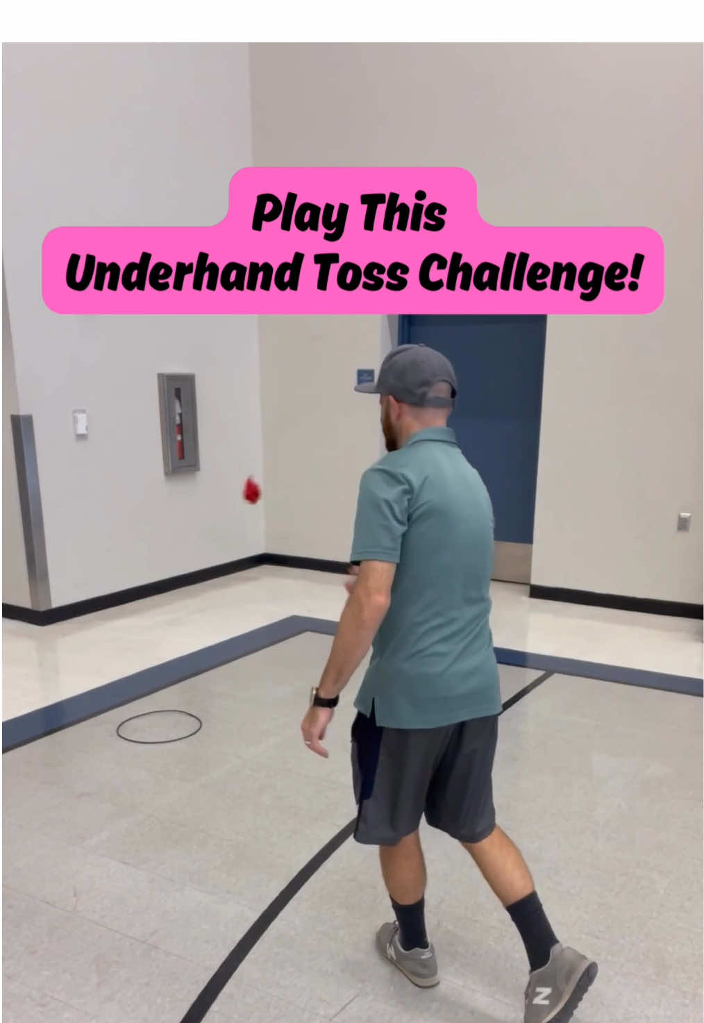 Play This Underhand Toss Challenge! Have Fun! #peteacher #physicaleducation #physed #activityideas #pe #peskills #underhandthrow 