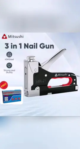 Mitsushi 3-in-1 Gun Tacker HeavyDuty Nail Staple Metal Stapler Gun Industrial Staple Gun with Nail #fyp #foryou #goodthing #TikTokShop 