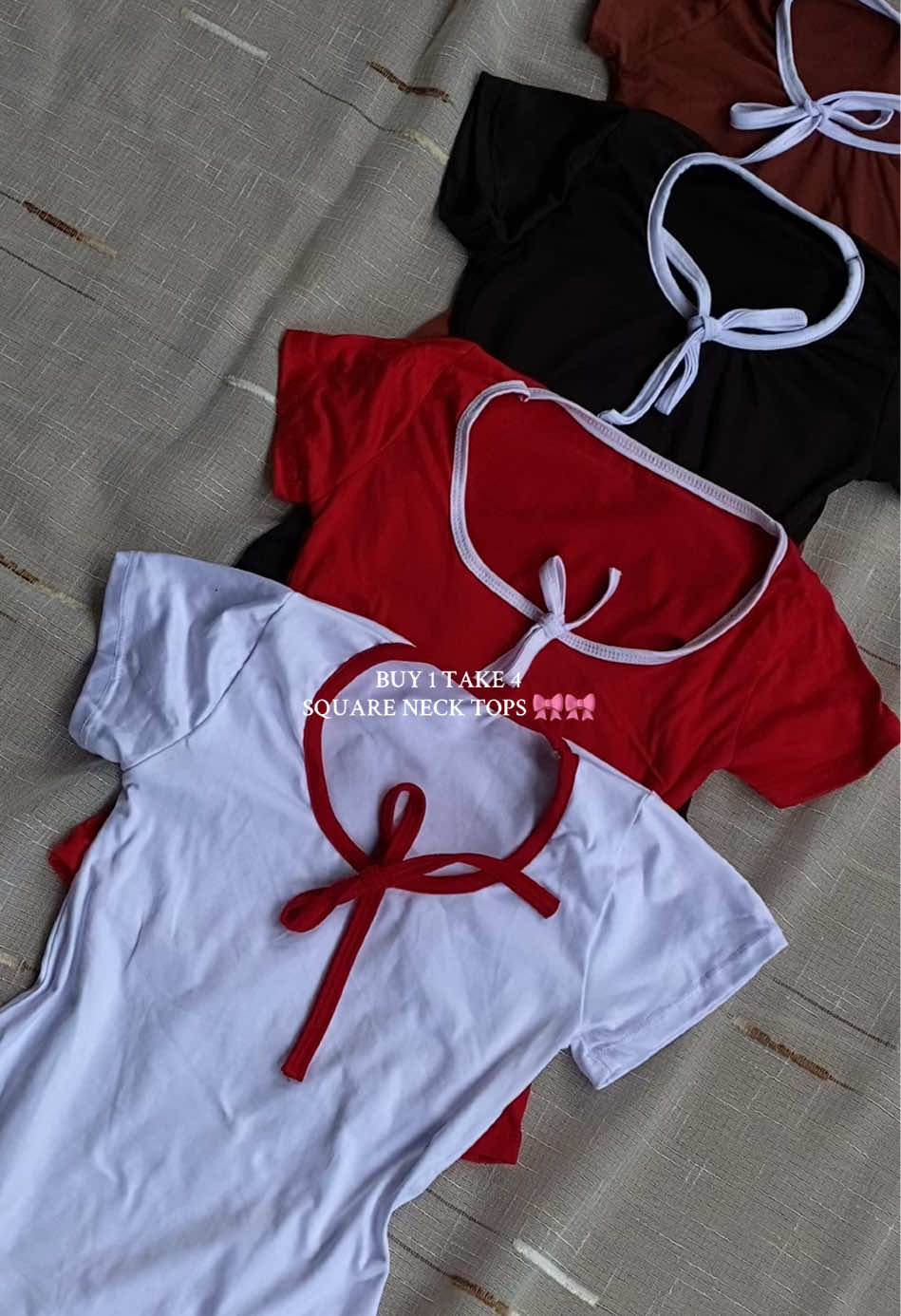 BUY 1 TAKE 4 SQUARE NECK TOPS 🎀🎀 #buy1take4 #buy1take4tops #top #squareneck #squarenecktop #topforwomen #toprecomendation #coquette #fyppppppppppppppppppppppp #fyp #fypシ゚ #fypviralシ #ribbon 
