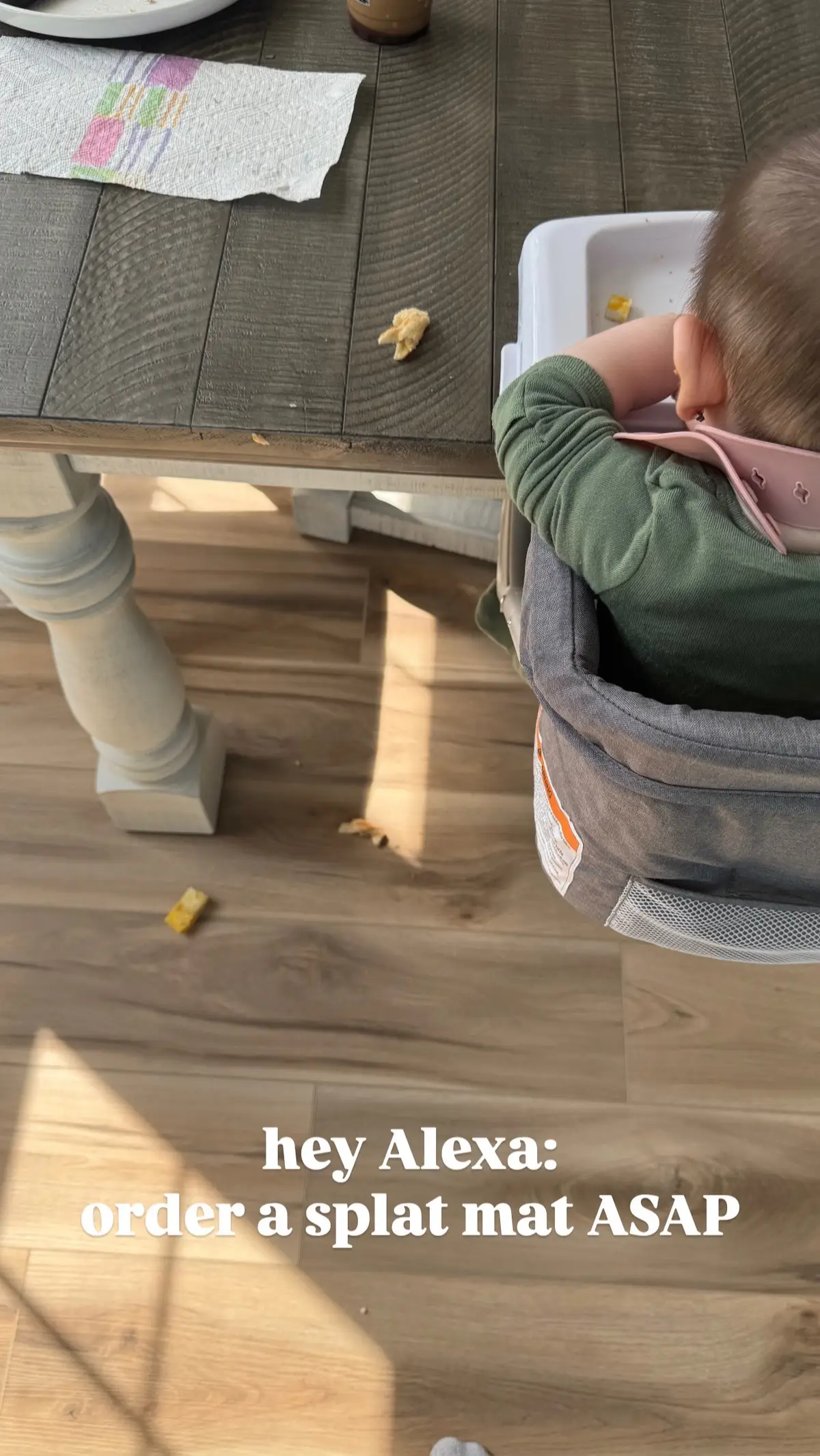 We are officially starting solids and so far we have (another) bread girlie 🥰 shoutout to @Wegmans because she snatched that fresh baguette out of her dad’s hand SO FAST 🥖 I’m gonna need to invest in a splat mat or a dog…  Drop all of your favorite tips, tricks and snacks for baby led weaning babes! 🍴  #babyledweaning #babyfood #creatorsearchinsights 