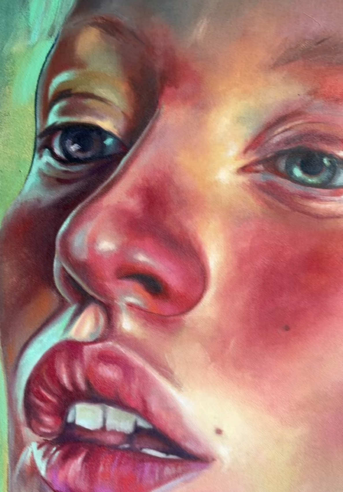 Is this better than the slow turn? 😂  #art #artist #artwork #torontoartist #emergingartist #abcxyz #fyp #painting #portrait 