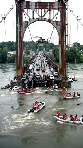 Suspension Bridge DISASTER – Helicopters & Boats Rush to Save Stranded Drivers! #disasterstrucks #fyp #viral