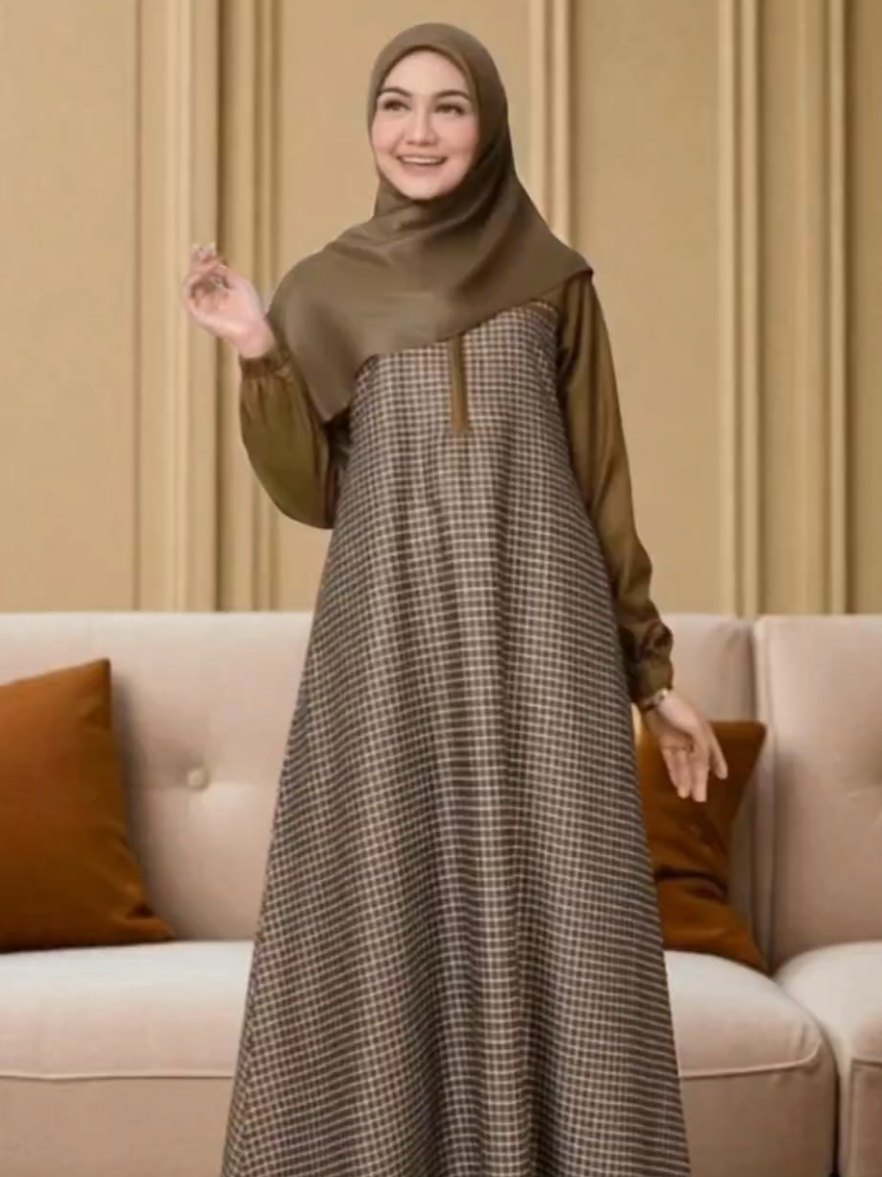 KUPNAD | Gamis Wanita Motif Kotak Katun Jepang Busui Friendly Adem, Modern & Nyaman | Haslinda Dress #dress #dresswanita #dressterbaru #dressviral #dresskekinian 