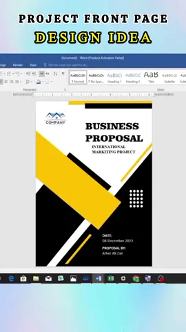 Project Front Page, Book cover Page, Main page Deasign in MS Word 🥰 #frontpage #mainpage #coverpage #msword #graphics #Computertipsandtricks #atheralizair 
