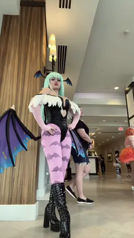Sorry to the lady I almost hit with my wing…  #cosplay #cosplayer #cosplaygirl #cos #fyp #morriganaensland #morrigan #morrigancosplay #morriganaenslandcosplay #darkstalkers #darkstalker #marvel #capcom #marvelvscapcom #fightinggame #videogames #game #gaming #convention #corset 