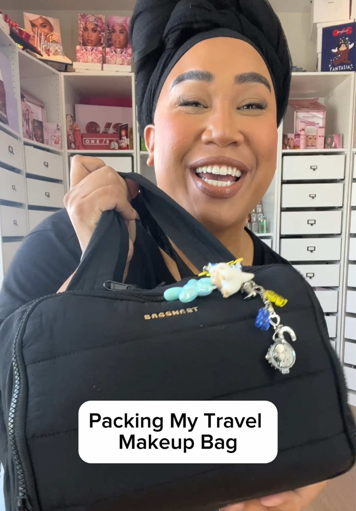 Obsessed with this @BAGSMART Travel makeup bag ✨ Check it out on my @Amazon storefront! #travel #packwithme #vacation #makeupbag #makeup #beauty #traveltips #fyp 