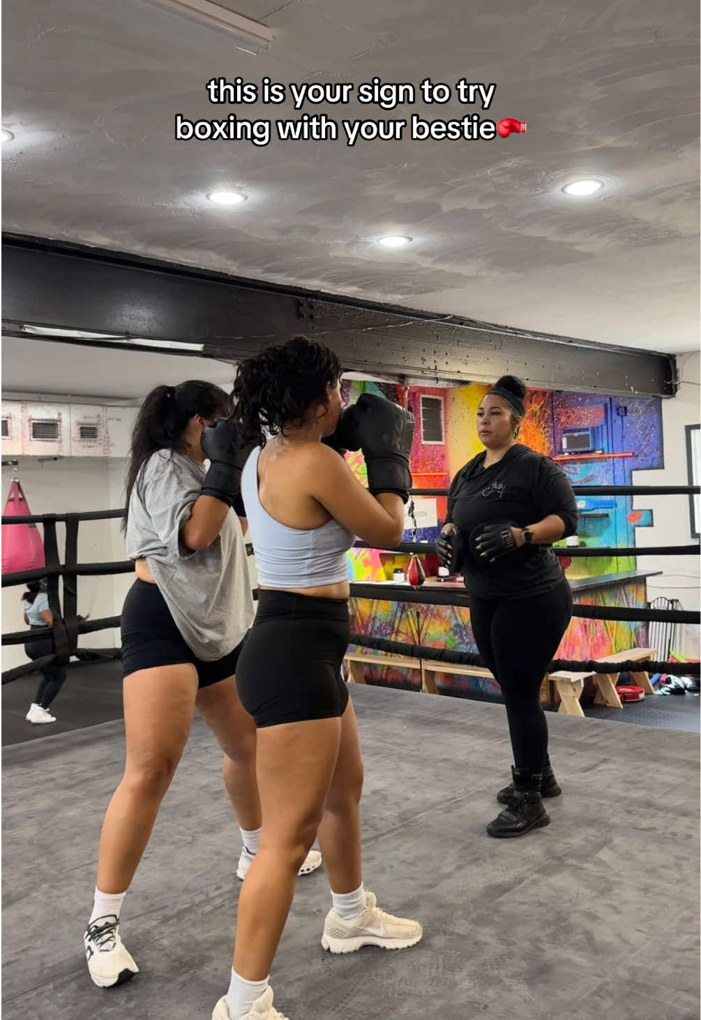 Girlhood is trying every hobby🥊💗 2 on 1 boxing with the best & baddest coach 🔥 @stephanie wearing the oversized T in the color Stone🩶 @Gabrielle Gustave wearing our One Shoulder Top in the color Mist and V Seam Shorts in the color Eclipse✨ Grab these pieces for your next sweaty workout!💧Click the link in our bio to check out our website to browse our other pieces and sale items🔗 Sign up for emails and get 15% off your first purchase!💌 #activewear #womenownedbusiness #empwr #athleisure #activewearforwomen #boxingworkout #boxinggym #gymfit #girlswhobox #boxingclass #oneshouldertop 