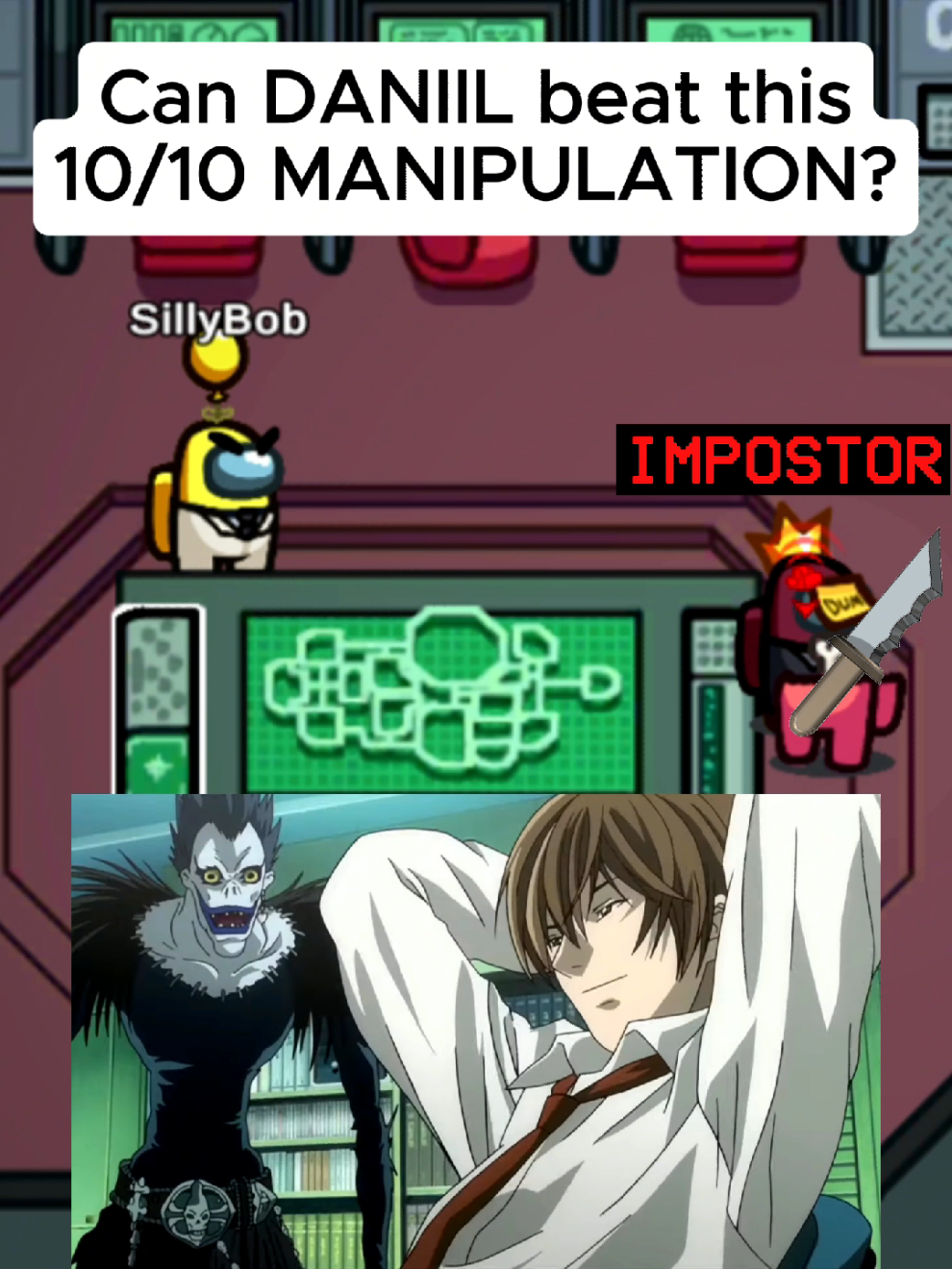 How to win a game by strategically using PAWNS in among us.💀(Light Y.)#fyp #AmongUs #deathnote #game #lightyagami #impostor #kira #creatorsearchinsights 