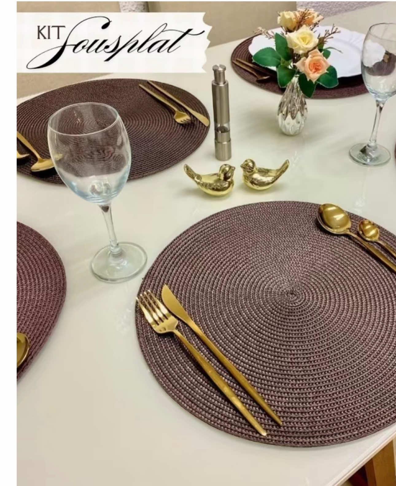✨ Transforme sua mesa em um cenário elegante e acolhedor! O Kit Sousplat Redondo Jogo Americano é perfeito para proteger e decorar, seja no dia a dia ou em ocasiões especiais. ✅ Material resistente e fácil de limpar ✅ Design versátil que combina com qualquer decoração ✅ Diversas cores para você escolher 💲 A partir de R$27,99 – economize até 39% 📦 Frete grátis para todo o Brasil! ⚡ Aproveite agora e leve mais charme para cada refeição! . . . . #jogoamericano #sousplat #mesapostabonita #decoramesa #cozinhachic #mesaposta