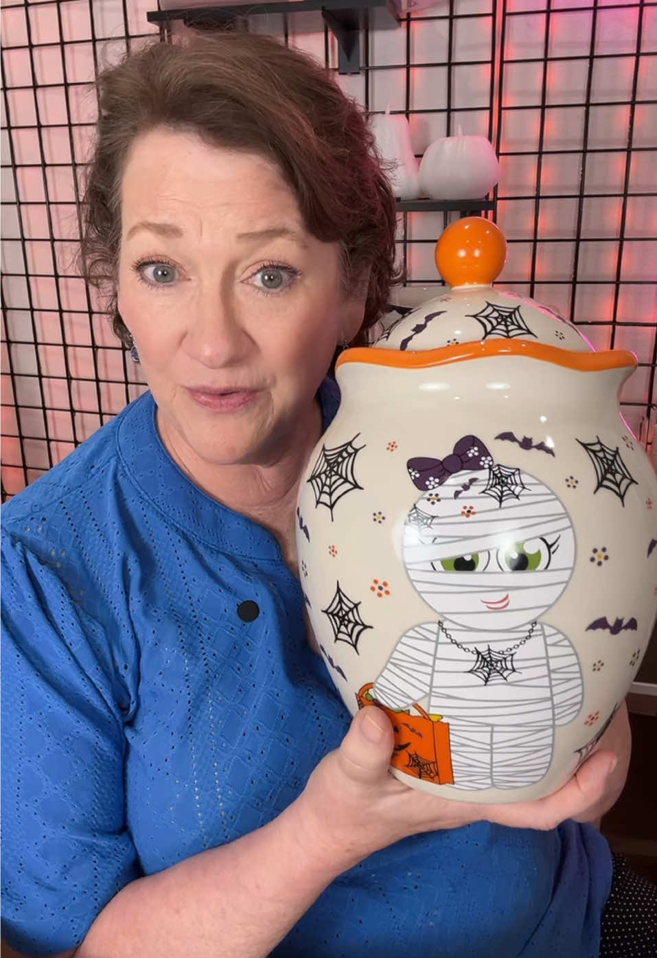 Adorable 3 quart cookie jar by Temp-tations. We only have three patterns left and it is on sale 37% off and free shipping right now. #temptations #bakeware #cookiejar #halloween #spookyseason #tiktokshopcreatorpicks #halloweenaesthetic #halloweendecor #qvc @QVC, Inc