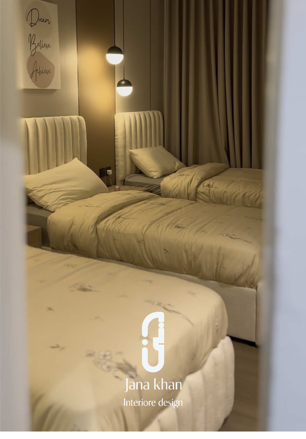 تصميم غرفة لثلاثة بنوتات 🤎 #تصميم #تصميم_داخلي #interiordesign #design #ديكور #هندسةمعمارية #معماري #غرفة_بنات 