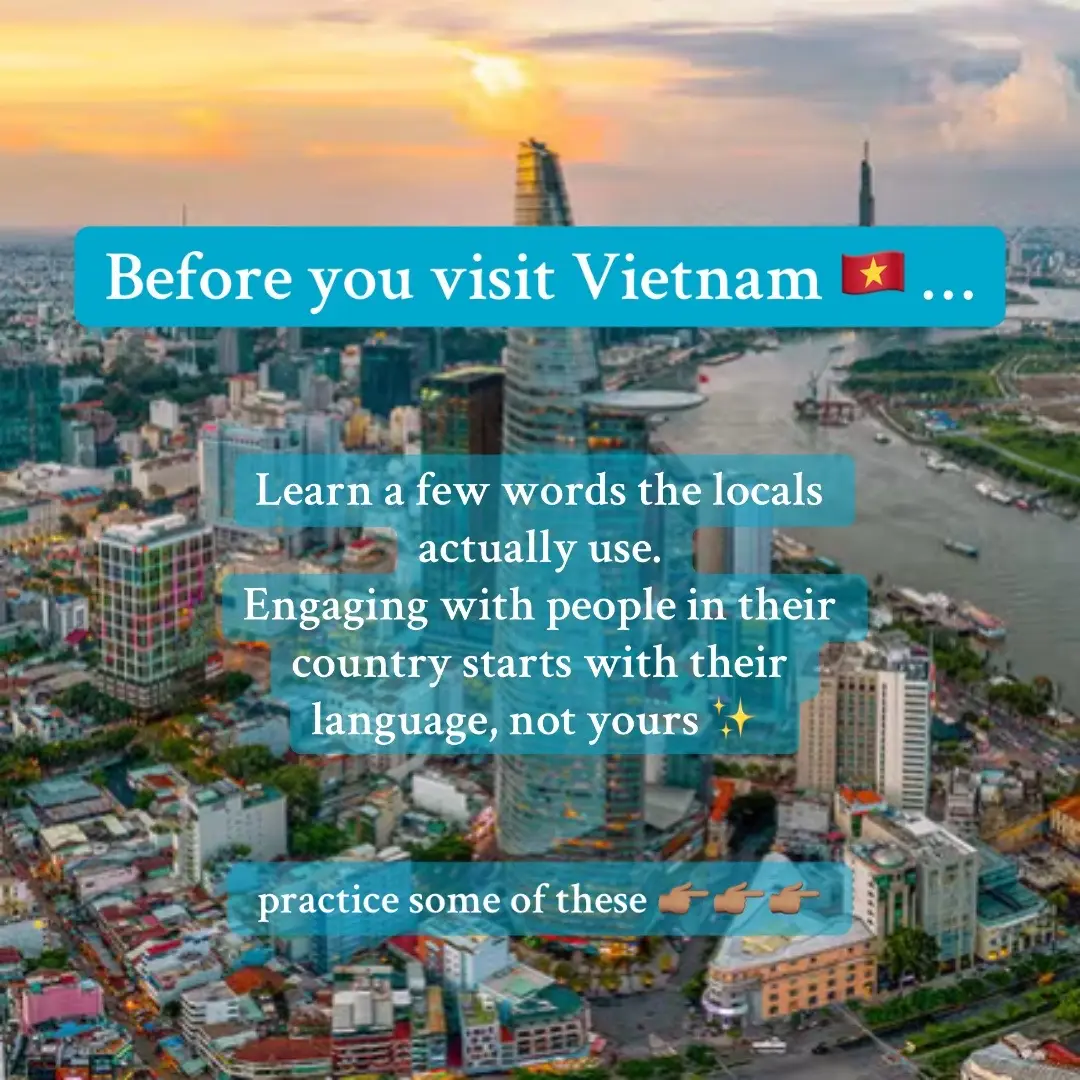 Knowing a few local phrases can completely change your travel experience. It’s not about being fluent it’s about showing respect, connecting with people and making daily things (like getting food or finding your way) a lot smoother. These are short, simple and the ones you’ll actually hear locals use. Save this for your trip.  #traveltiktok #vietnam #vietnamtravel #traveltips #vietnamese #visitvietnam #travelasia #thingstoknow 