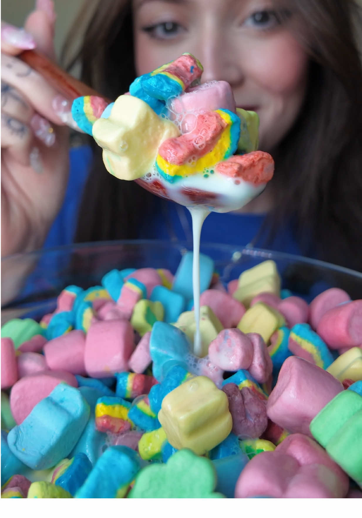 lucky charms…marshmallows only 🍀🌈 what’s should I cereal next?? ☺️@Lucky Charms #luckycharms #cereal #mukbang #eating #fypシ 