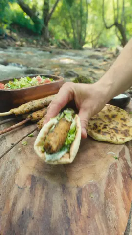 Chicken Kebabs in the Forest 😍🔥 #thenikosknife #chicken #kebab #outdoorcooking #asmrcooking 