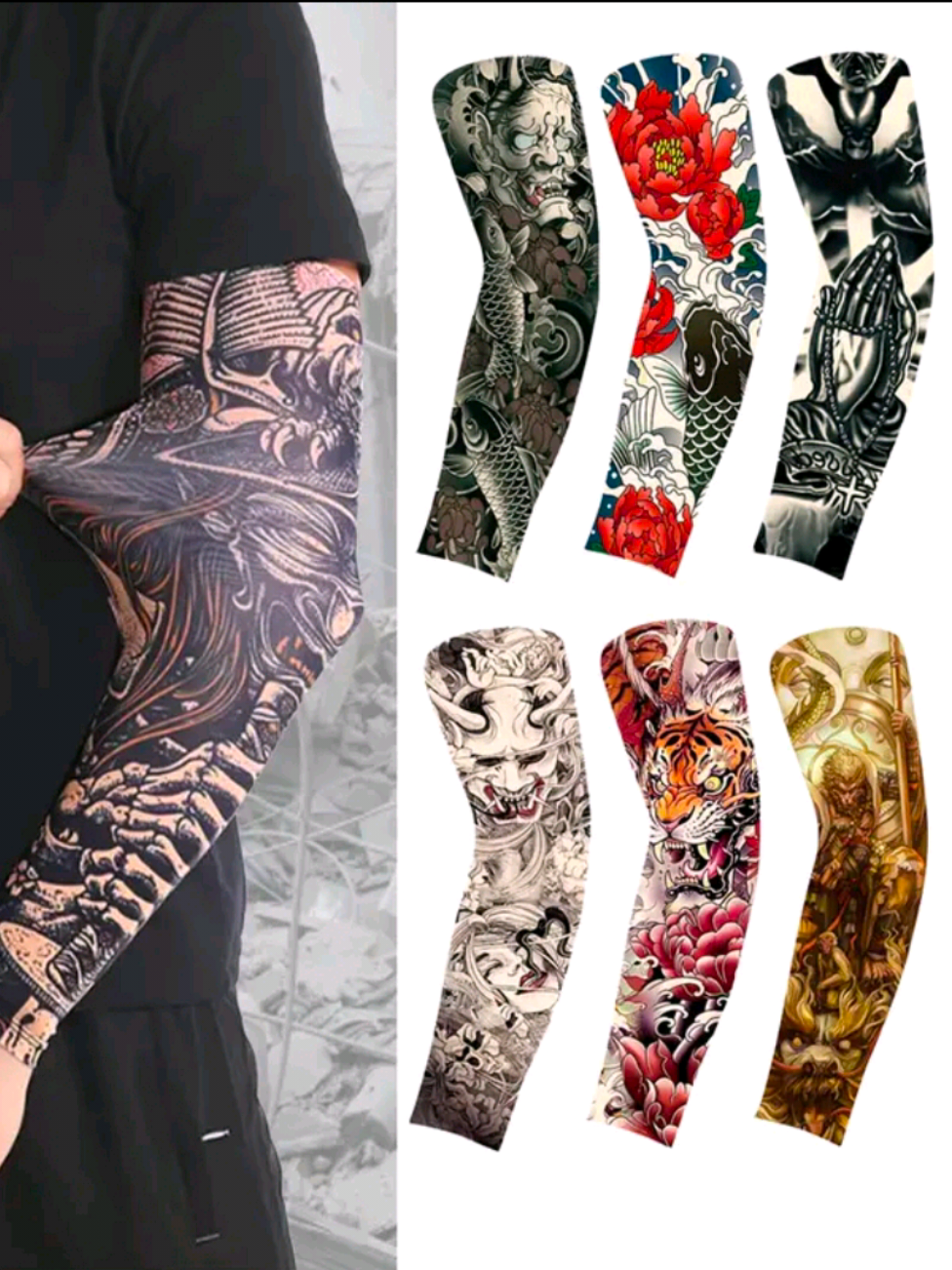 [1 pair select 2PCS] Motorcycle Tattoo Sleeves for Sun protection  #ridingsleeve #fyp #tattoosleeve #caferacer #tiktokrending 