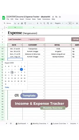 Income & Expense Template Google Sheets catatan keuangan pemasukan dan pengeluaran bulanan #keuangan #googlesheets #fyp 