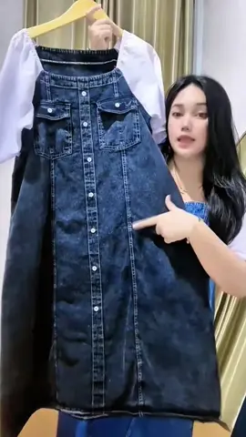 Rekomendasi New ZIYUKA Dress jeans kombinasi Dress Midi denim mix katun casual trendy Wanita #dress #dressjeans #dresscantik #dressmurah #dressviral #trending #foryou #fyp 