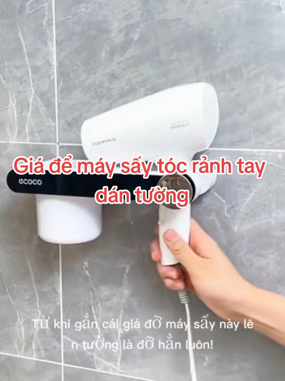 Giá để máy sấy tóc rảnh tay dán tường#giadung #giadungnhatam #giademaysaytoc #giademaysaytocdantuong 