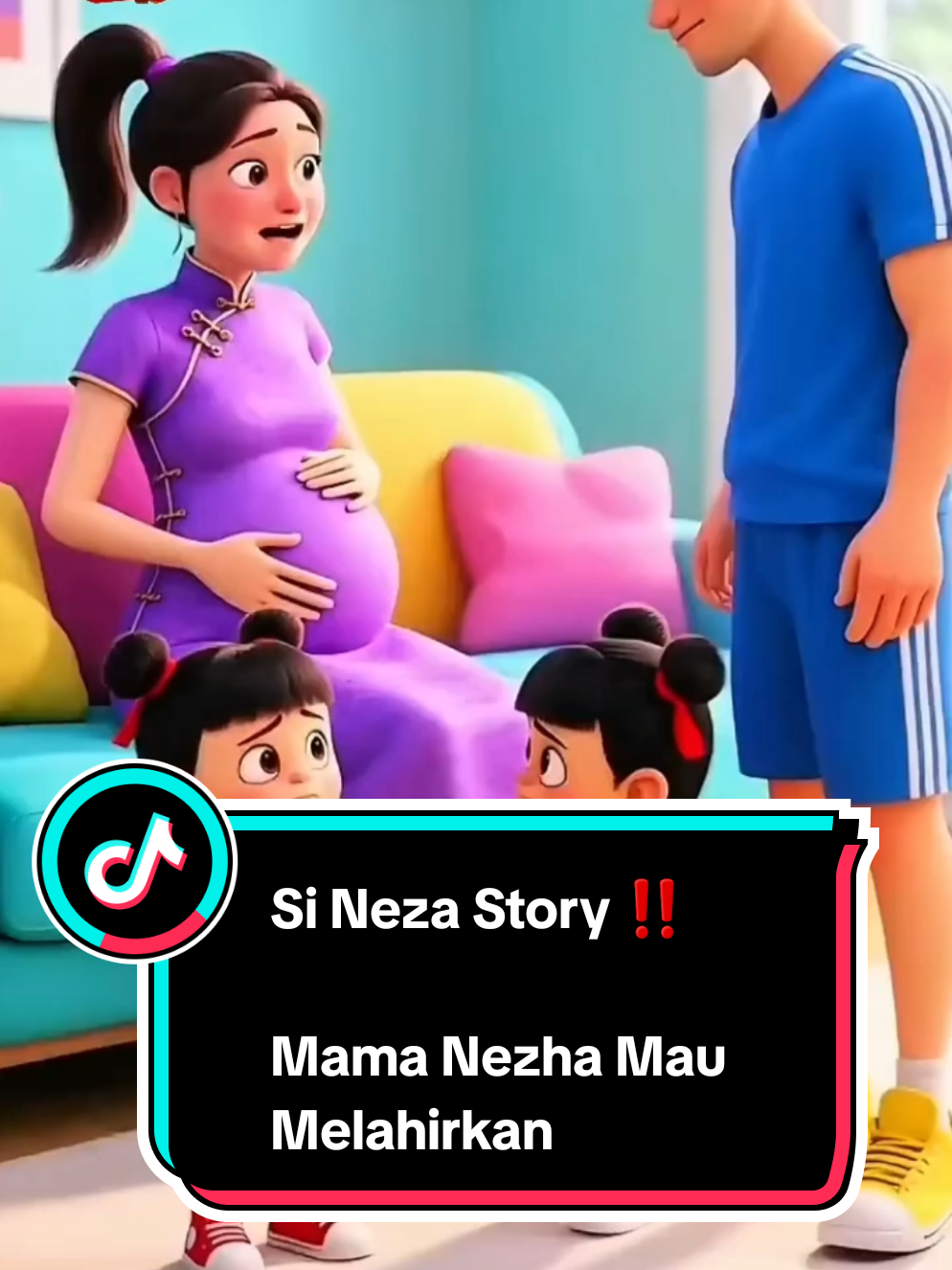 Mama Nezha Mau melahirkan ‼️ Si Neza Story... #animation #education #bayi #melahirkan #fyp 