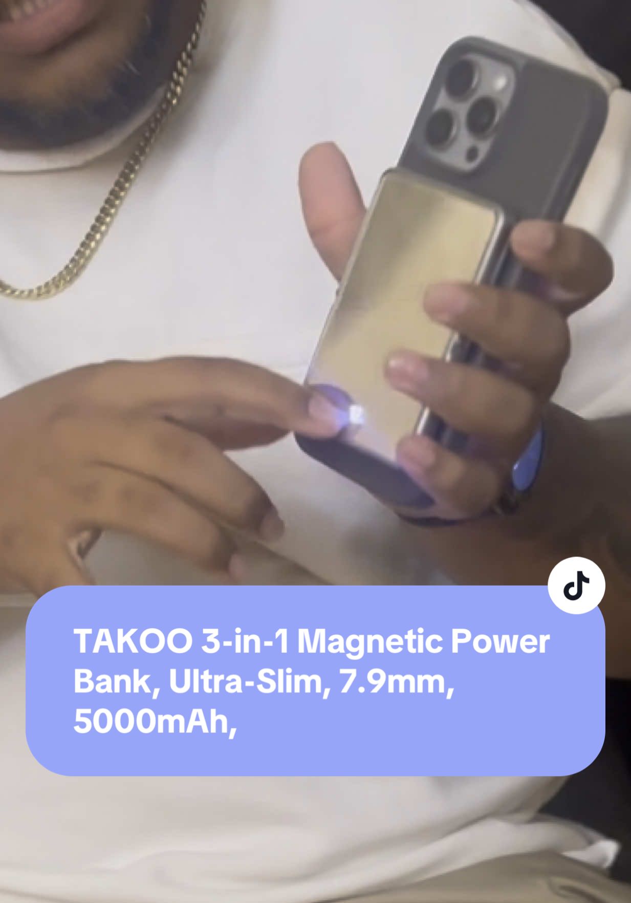 TAKOO 3-in-1 Magnetic Power Bank, Ultra-Slim, 7.9mm, 5000mAh,
