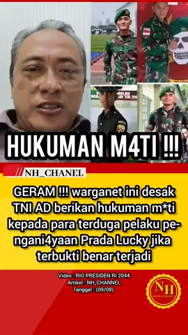 TNI AD didesak berikan hukuman m4ti kepada terduga pelaku peng4niayaan Prada Lucky. 09/08 #pradalucky #tni #tentara #NTT #lucky