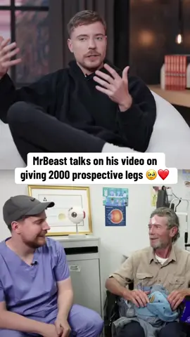 MrBeast talks on his video on giving 2000 prospective legs  #mrbeast #viral #fyp 