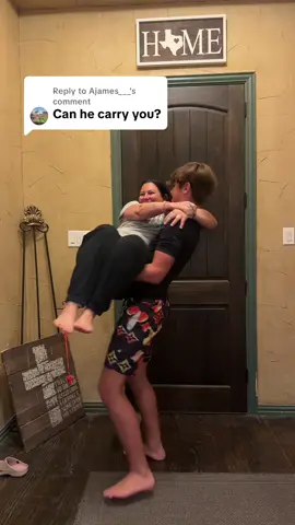 Replying to @Ajames___ lol the things we do for TikTok 😆. He didn’t think he would actually be able to carry me but I knew he could. #momlife #teenagers #tallkids #son 