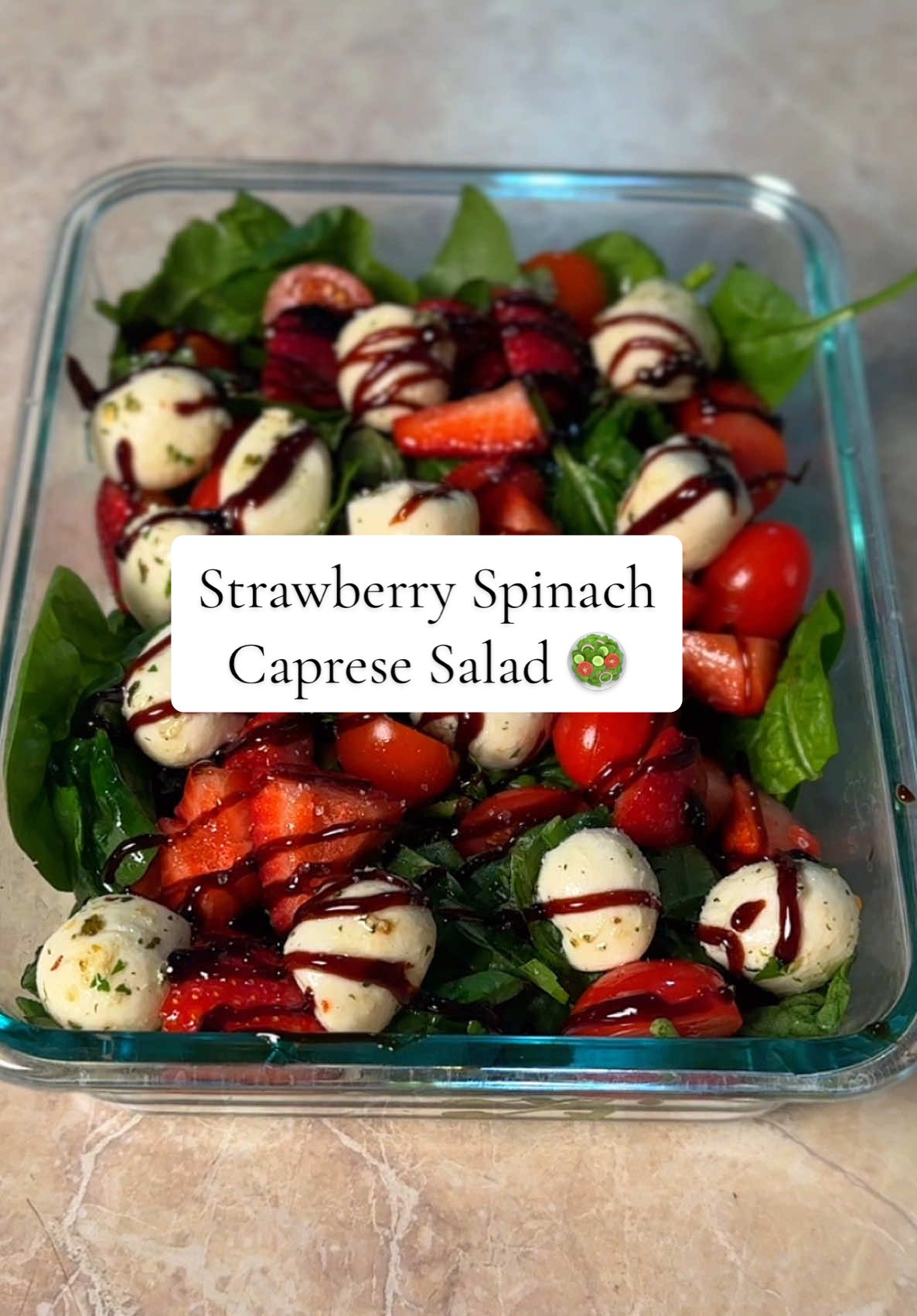 Turning caprese into a sweet summer salad 🍓🌿🧀 You need this in your life. 😍 #healthyrecipe #saladrecipe #salad #caprese #spinach #EasyRecipe #creatorsearchinsights 