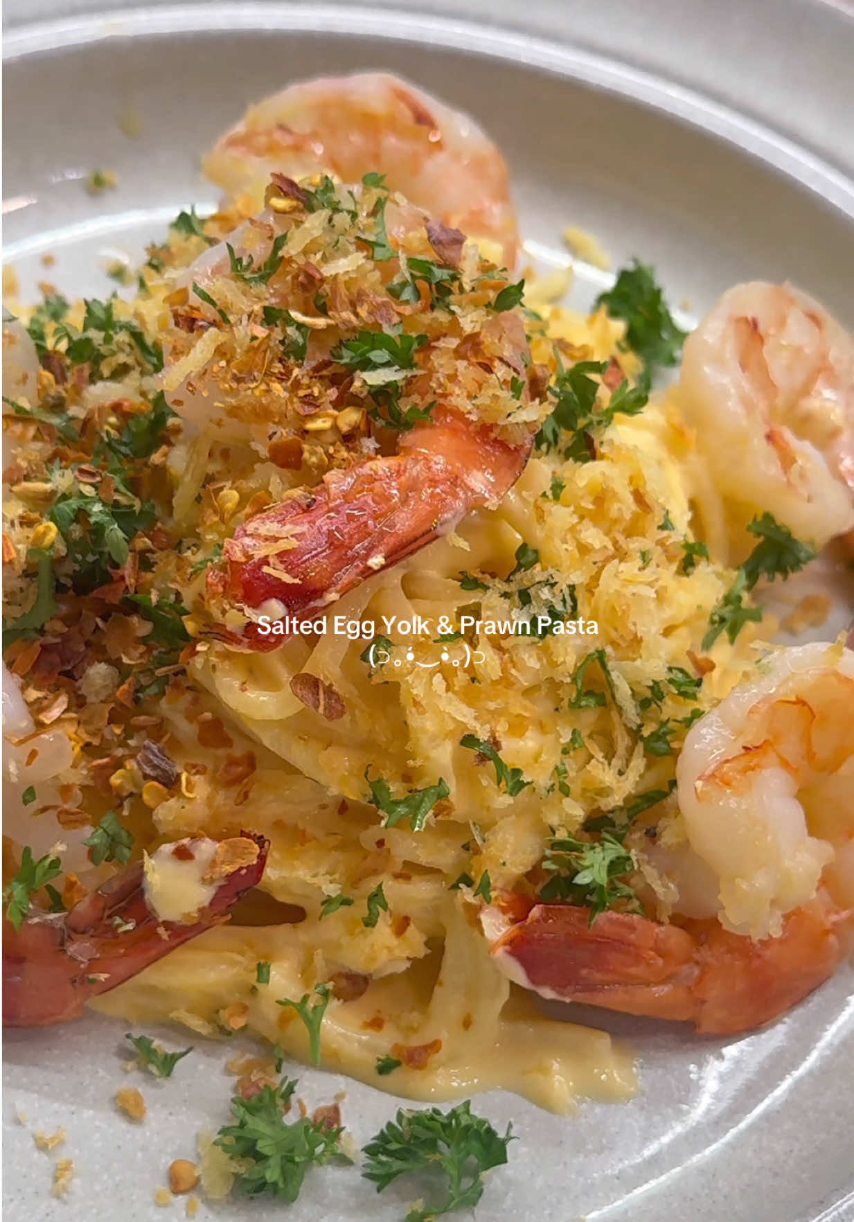 Mỳ pasta tôm trứng muối ✨🤭 #saltedeggpasta#pasta#spaghetti#creamyspaghetti#homekitchen#homecooking 