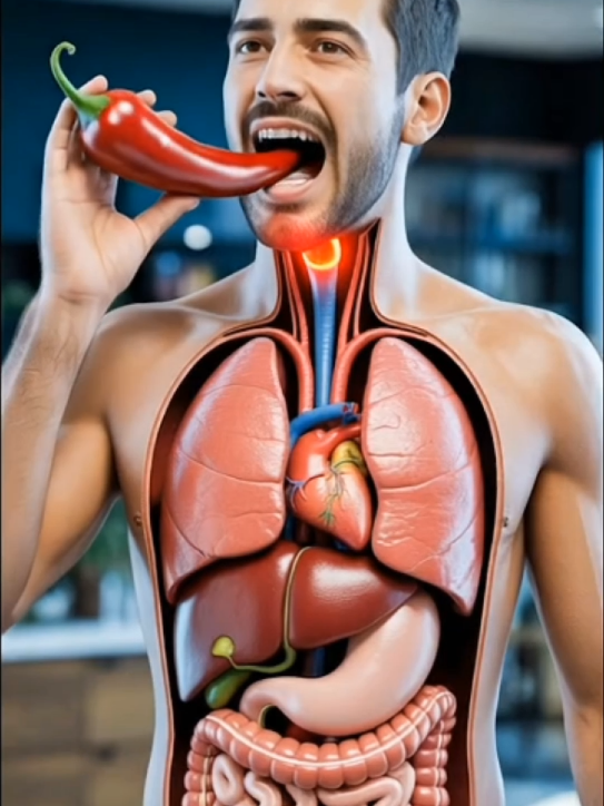 What Happens When You Eat Red Chilli? | 3D Human Digestive System Animation#DigestiveSystem #3DAnimation #HumanAnatomy #RedChilli #SpicyFood 
