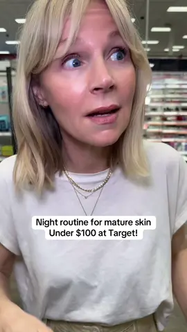 Night skincare routine for mature skin, under $100 at @target Let’s go! Double cleansing, oil, cleanser, and the Gleanser by @Prequelskin acids exfoliator by @Versed Skin called daily brightening solution. Hydrating Toner by @Bubble Skincare. Retinol Correction serum by @RoC Skincare. Moisturizer by @Vanicream™ Sensitive Skin Care moisturizing cream. #skincare #skincareroutine #nightroutineskincare #matureskin #antiaging #matureskincare #antiagingskincare #antiagingroutine #dullskin #aging #creatorsearchinsights #dullskin 