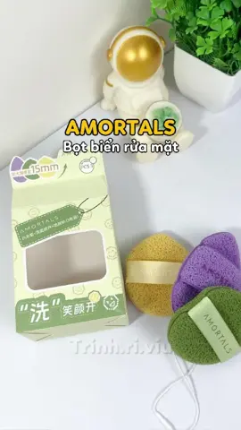 Miếng bọt biển rửa mặt Amortals. #trinhriviu #amortals #botbienruamat #mutruamat #skincare #lamsach #goclamdep #viral #fyp 